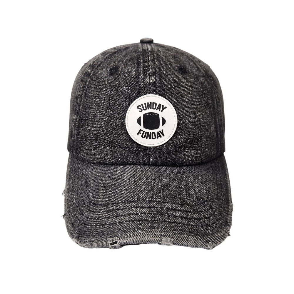 Unbranded "Sunday Funday" Distressed Strapback Cap, Size Adjustable